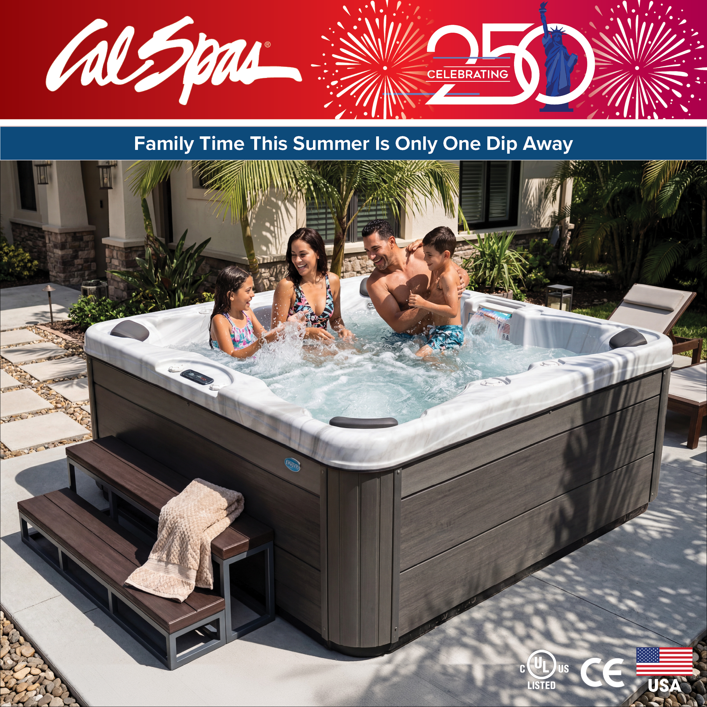 Calspas hot tub being used in a family setting - Schaumburg